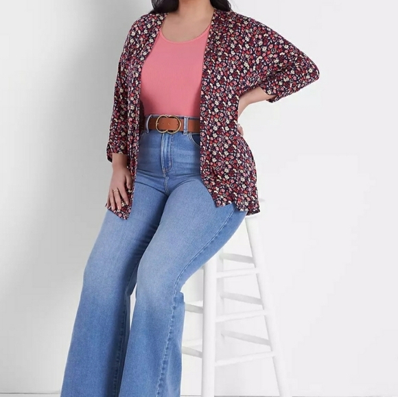 Lane Bryant Floral Print Open Front Knit Cardigan Size 14/16, Soft, Lightweight - Picture 14 of 14